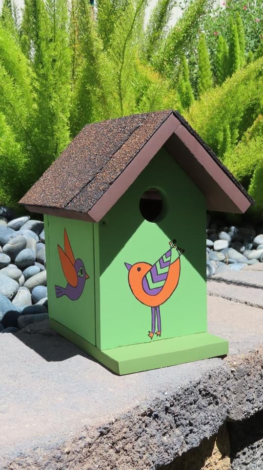 Wood Crafted Bird House Painted Bird #14