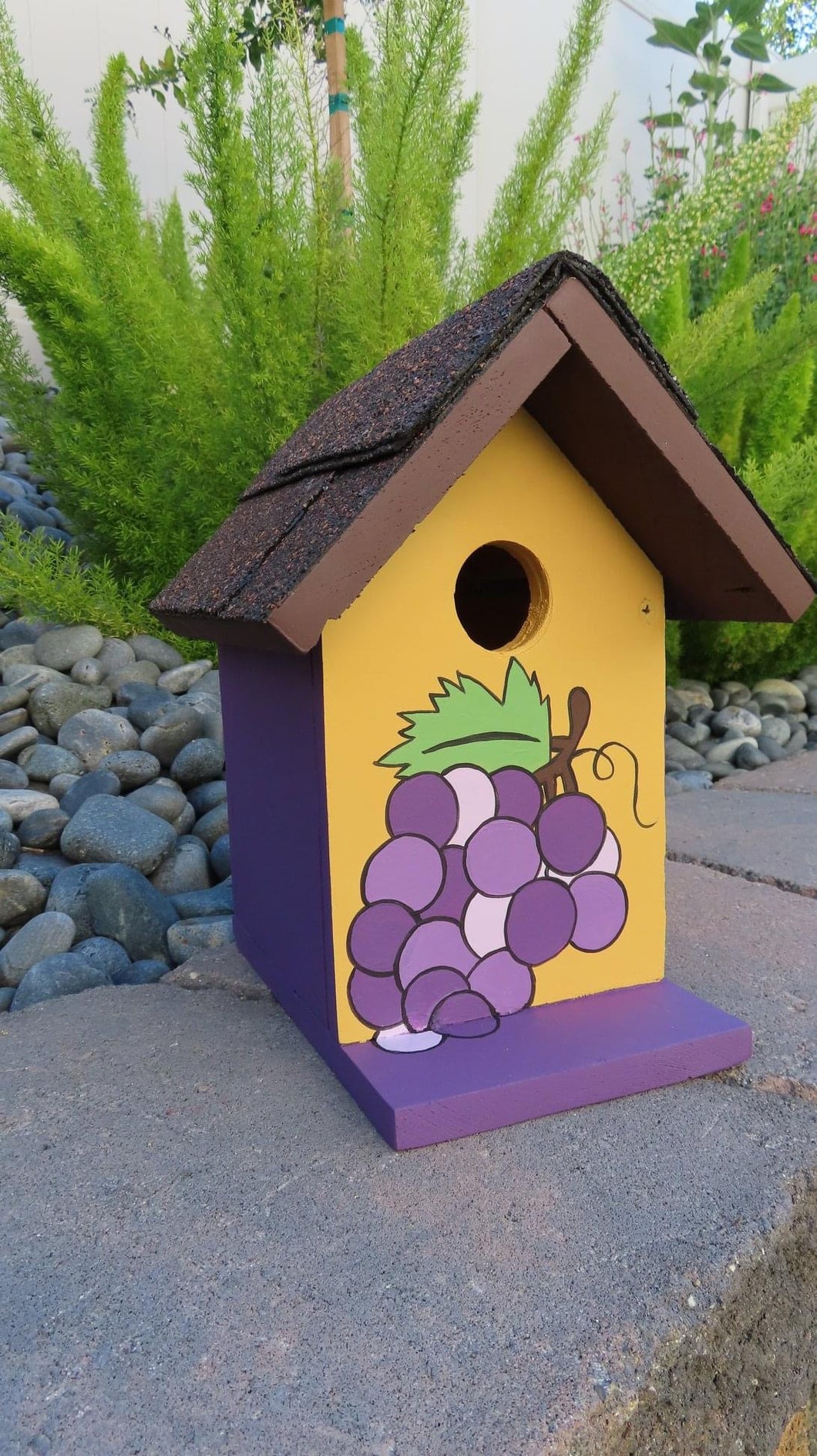 Wood Crafted Bird House Grapes #13