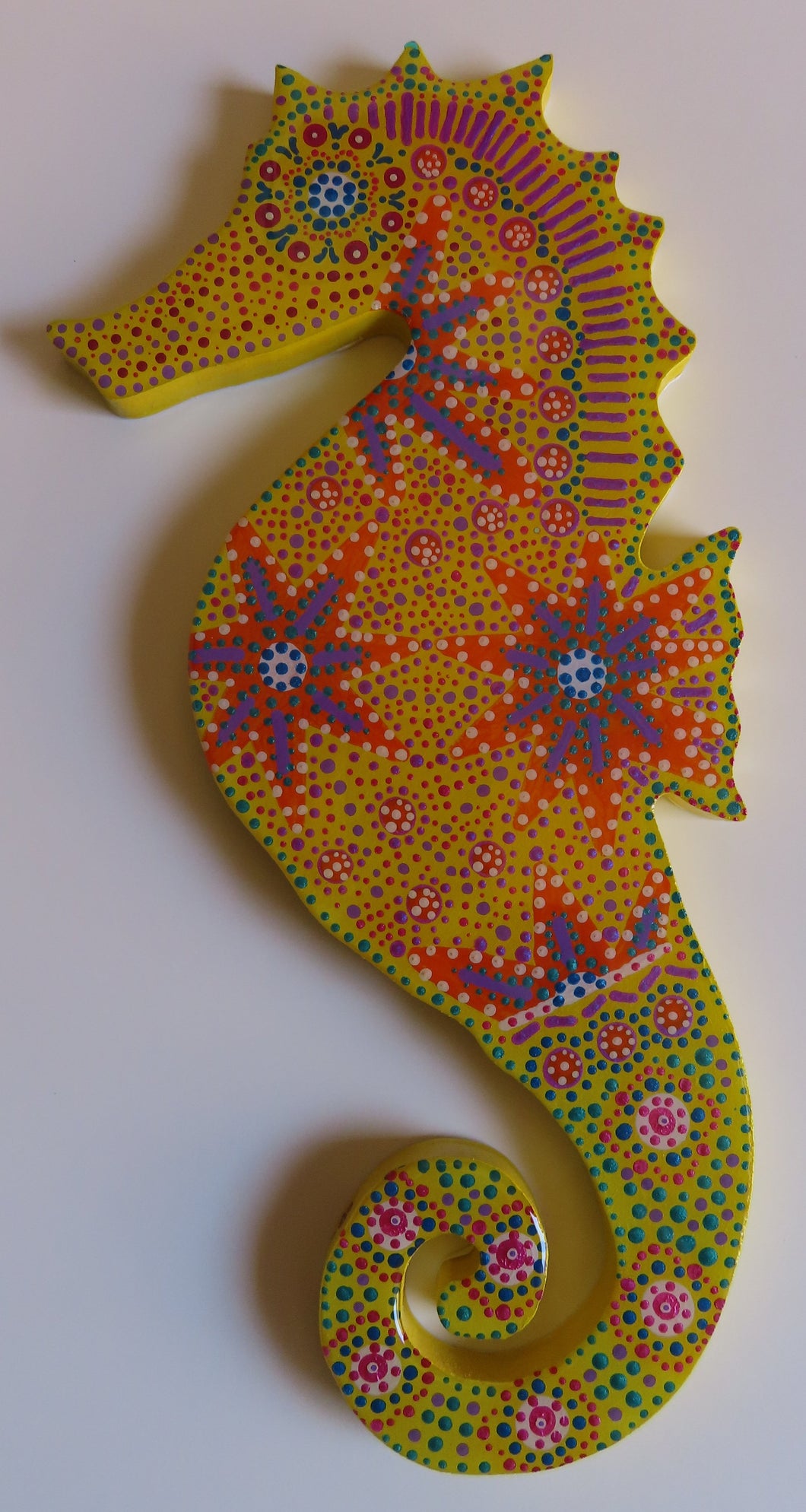 Wall Art Sea LIfe Mandala Yellow Seahorse #60