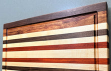 Load image into Gallery viewer, Wood Crafted Mixed Woods Stripes Cutting Board CUSTOM ORDER ITEM #4
